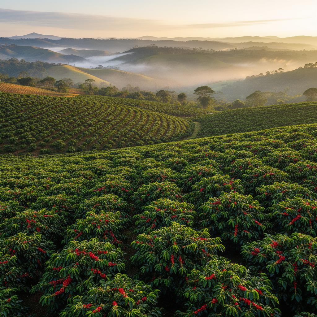 Propriedade de café em Lambari - cafezais nas montanhas